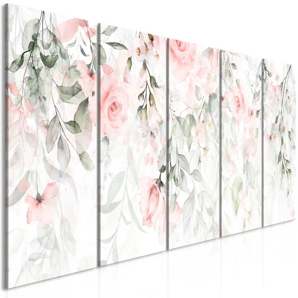 ⁨Painting - Waterfall of roses (5-part) narrow - the first variant (size 225x90)⁩ at Wasserman.eu