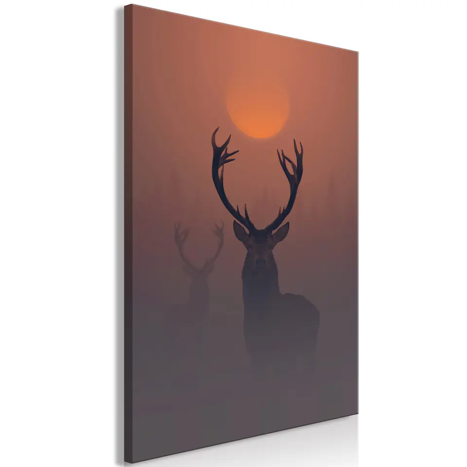 ⁨Image - Deer in the fog (1-piece) vertical (size 80x120)⁩ at Wasserman.eu