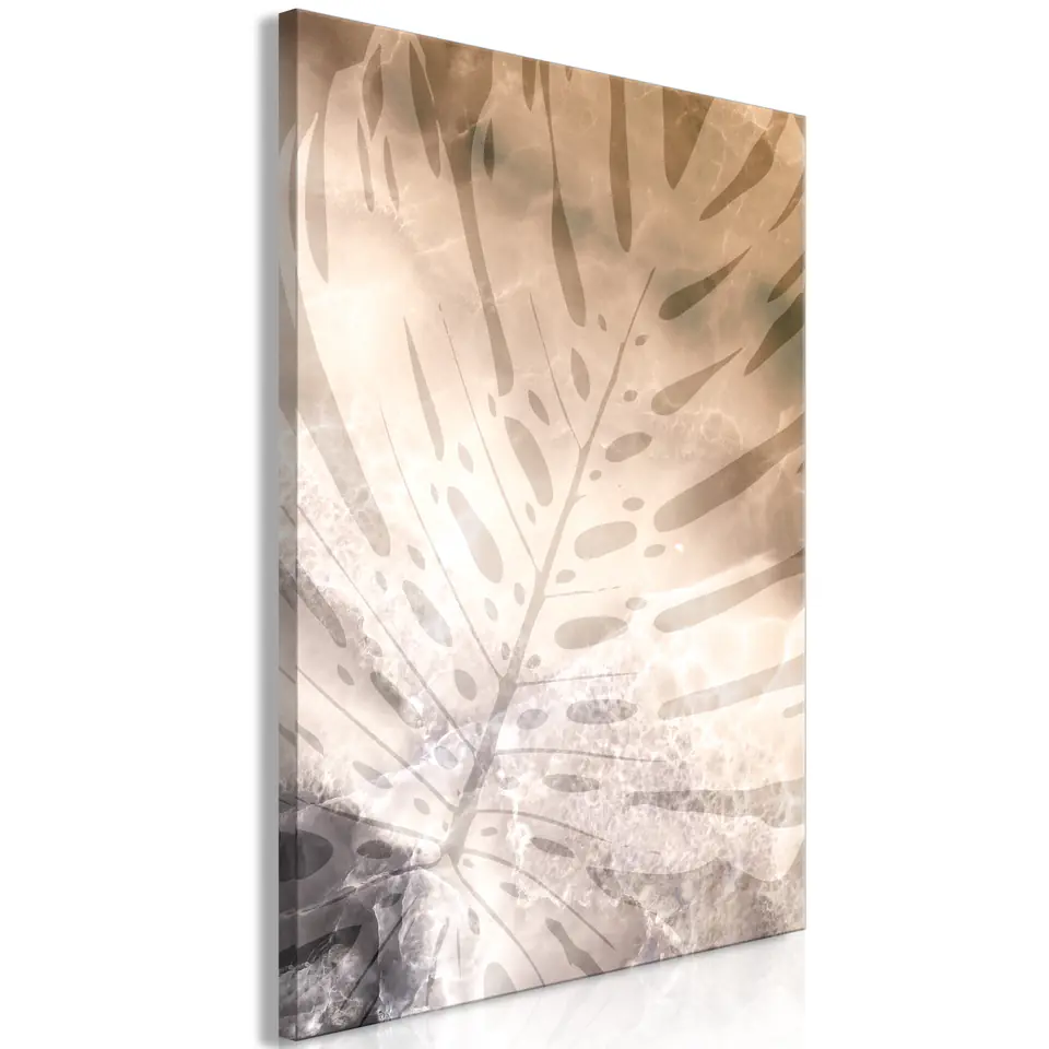 ⁨Obraz - Bursztynowa monstera (1-częściowy) pionowy (rozmiar 20x30, wykończenie Premium Print)⁩ w sklepie Wasserman.eu