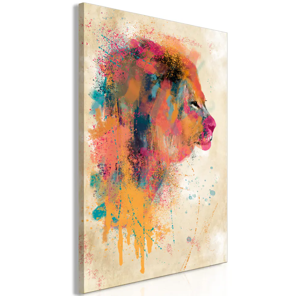 ⁨Obraz - Akwarelowy lew (1-częściowy) pionowy (rozmiar 40x60, wykończenie Standard)⁩ w sklepie Wasserman.eu