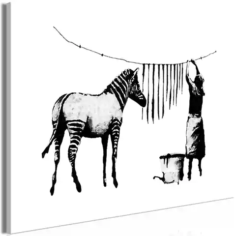 ⁨Obraz - Banksy: Pranie zebry (1-częściowy) szeroki (rozmiar 60x40, wykończenie Premium Print)⁩ w sklepie Wasserman.eu