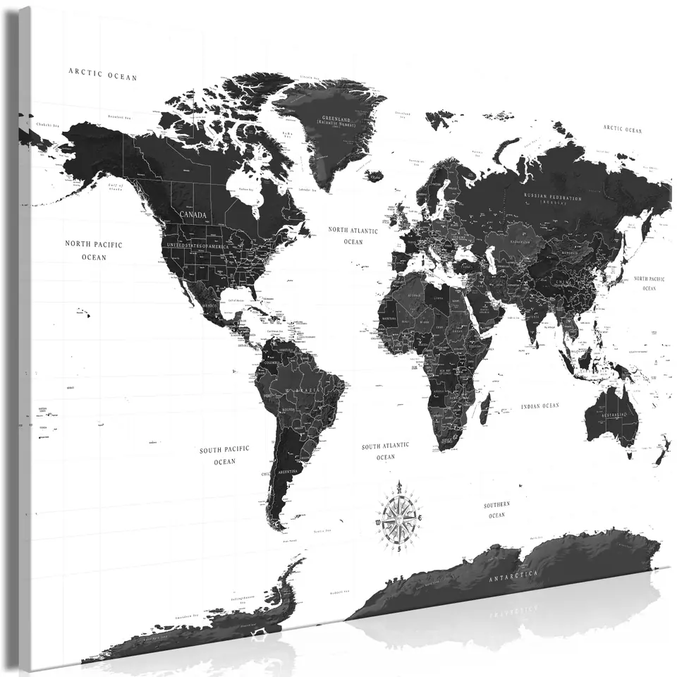⁨Image - Black and white map (1-piece) wide (size 90x60)⁩ at Wasserman.eu