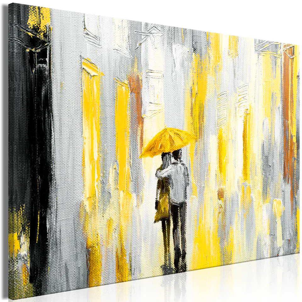 ⁨Obraz - Zakochany parasol (1-częściowy) szeroki żółty (rozmiar 60x40, wykończenie Standard)⁩ w sklepie Wasserman.eu