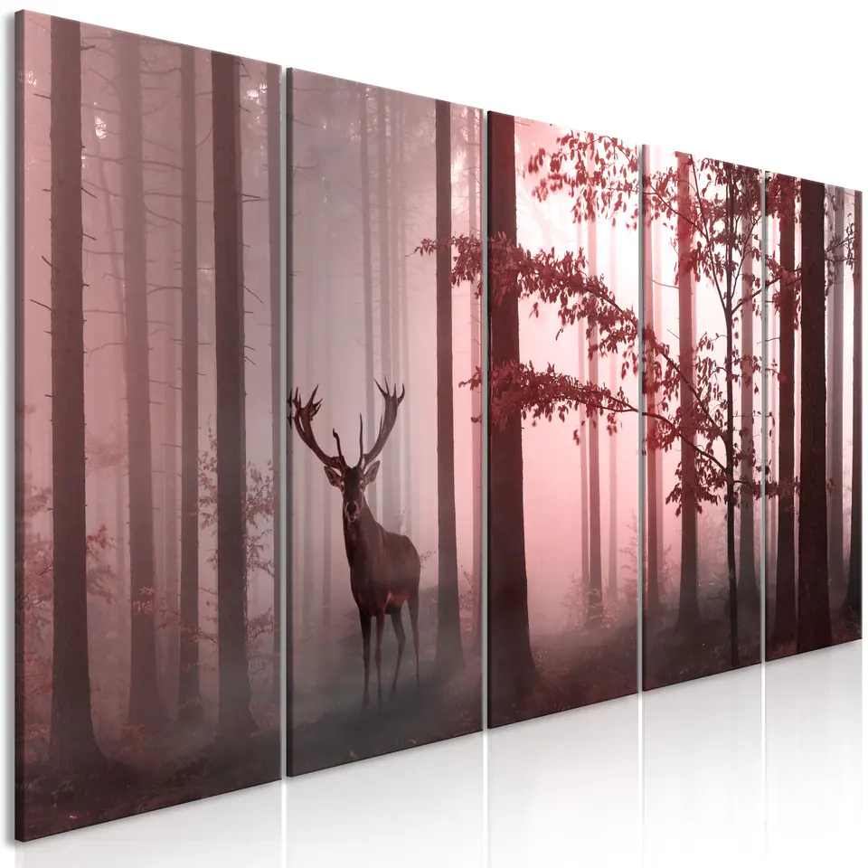 ⁨Obraz - Poranek (5-częściowy) wąski różowy (rozmiar 225x90, wykończenie Premium Print)⁩ w sklepie Wasserman.eu