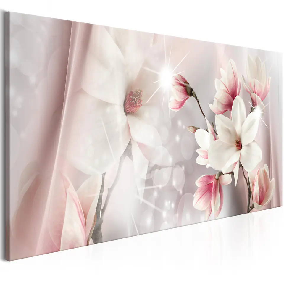 ⁨Obraz - Odbicie magnolii (1-częsciowy) wąski (rozmiar 135x45, wykończenie Standard)⁩ w sklepie Wasserman.eu