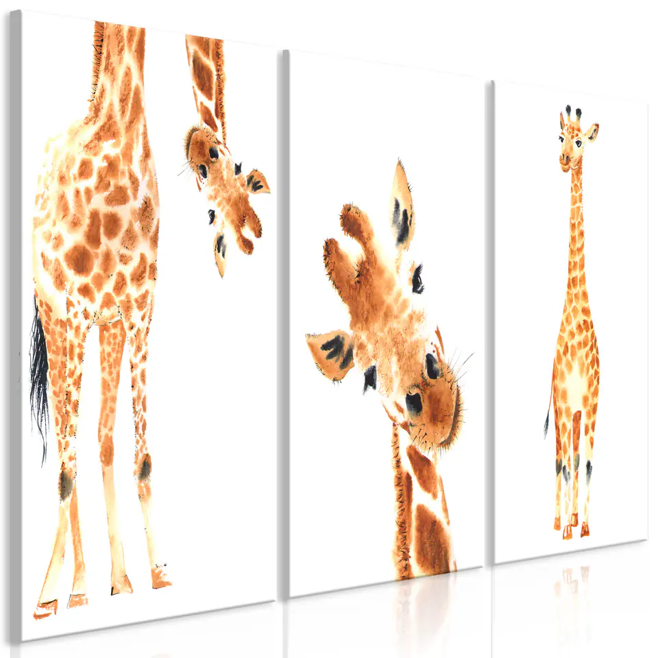 ⁨Picture - Funny giraffes (3-part) (size 120x60)⁩ at Wasserman.eu