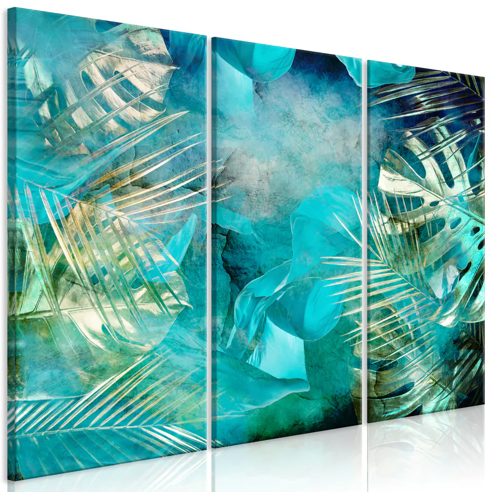 ⁨Picture - Turquoise and gold (3-piece) (size 90x60)⁩ at Wasserman.eu