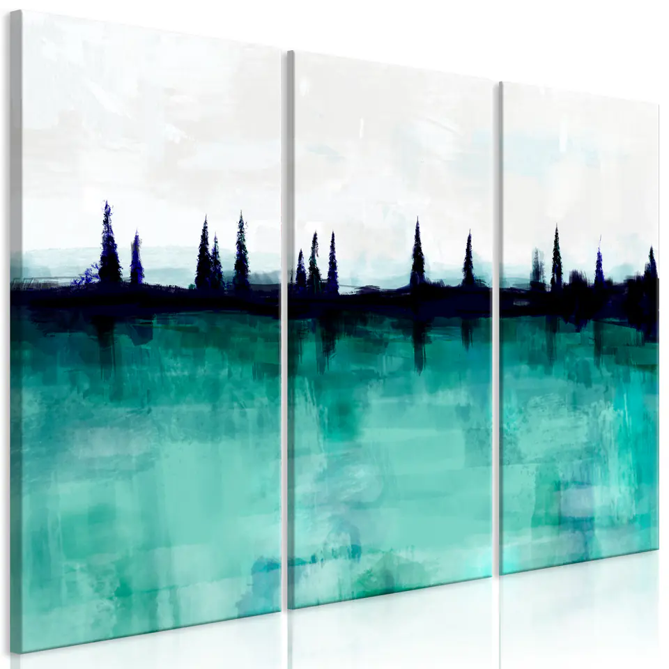 ⁨Obraz - Górskie jezioro (3-częściowy) (rozmiar 90x60, wykończenie Standard)⁩ w sklepie Wasserman.eu