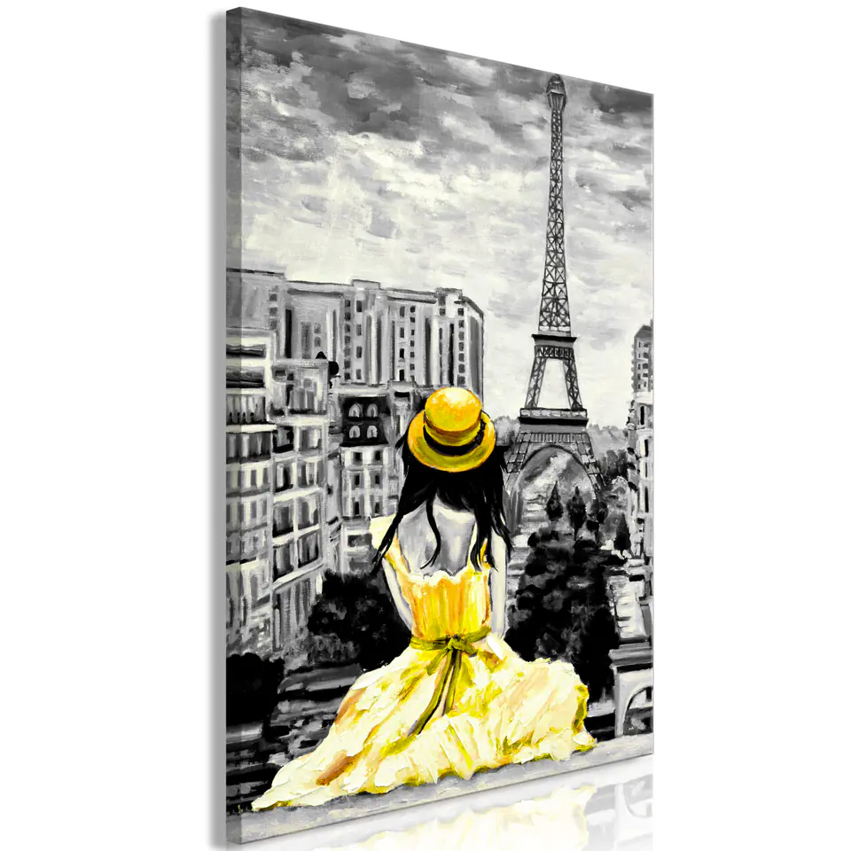 ⁨Obraz - Paryski kolor (1-częściowy) pionowy żółty (rozmiar 40x60, wykończenie Premium Print)⁩ w sklepie Wasserman.eu