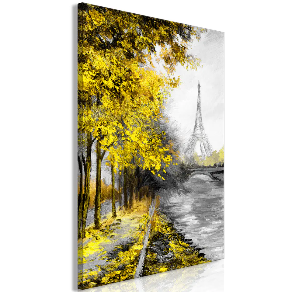 ⁨Obraz - Paryski kanał (1-częściowy) pionowy żółty (rozmiar 40x60, wykończenie Premium Print)⁩ w sklepie Wasserman.eu