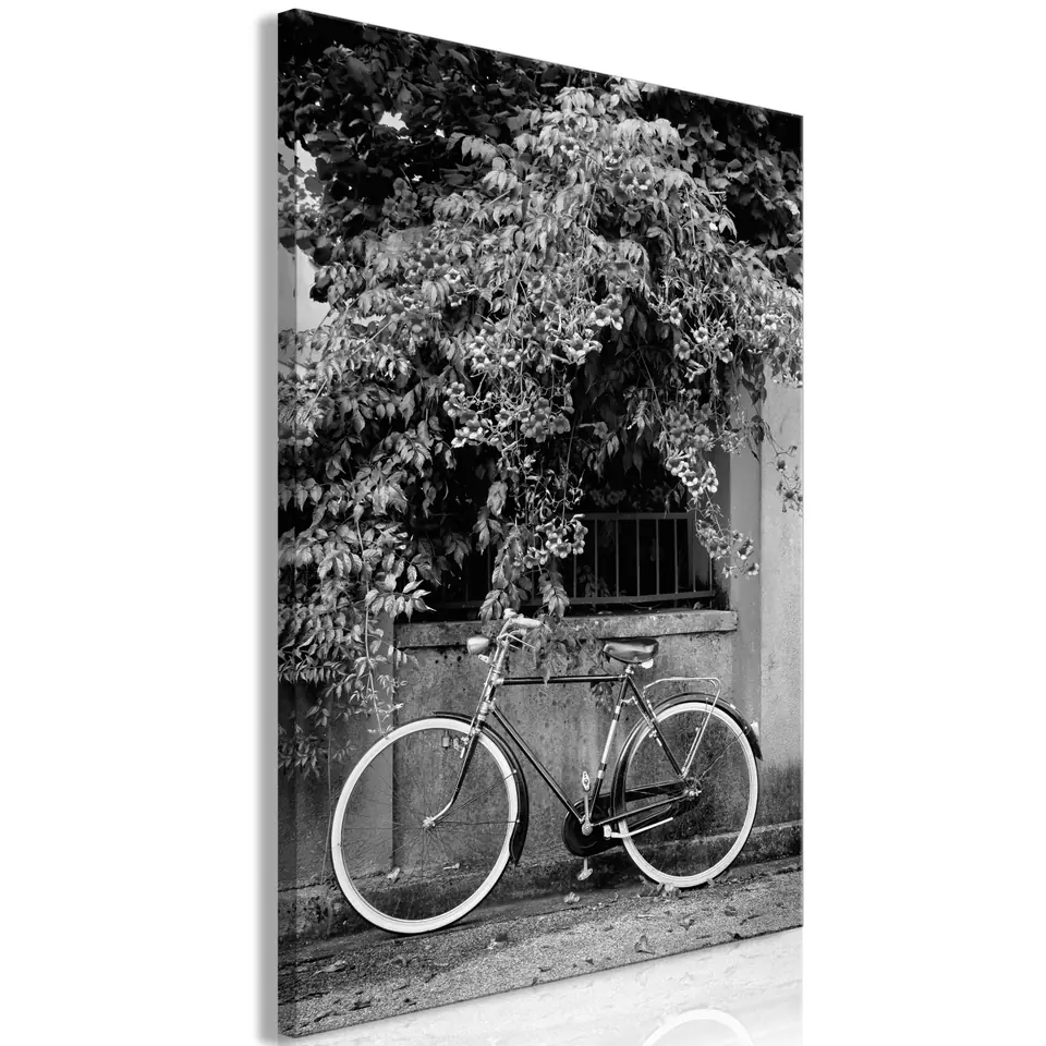 ⁨Obraz - Rower i kwiaty (1-częściowy) pionowy (rozmiar 60x90, wykończenie Premium Print)⁩ w sklepie Wasserman.eu