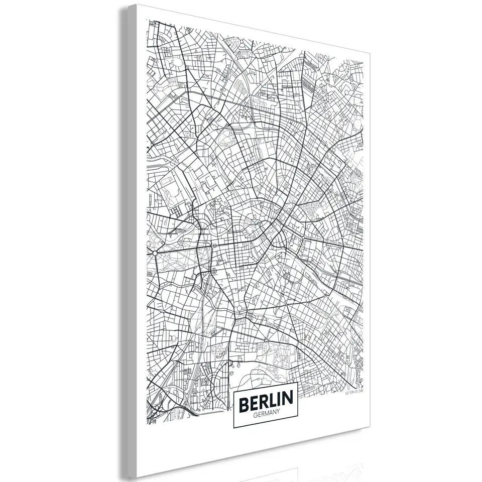 ⁨Picture - Map of Berlin (1-piece), vertical (size 40x60)⁩ at Wasserman.eu