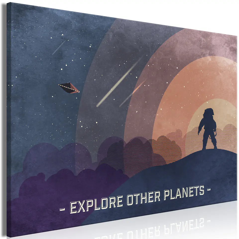 ⁨Obraz - Explore Other Planets (1-częściowy) szeroki (rozmiar 60x40, wykończenie Na płótnie włoskim)⁩ w sklepie Wasserman.eu