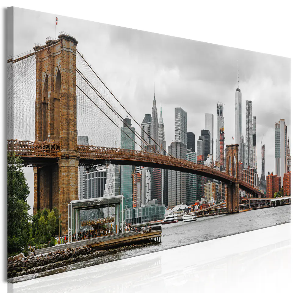 ⁨Obraz - Droga na Manhattan (1-częściowy) wąski kolorowy (rozmiar 135x45, wykończenie Premium Print)⁩ w sklepie Wasserman.eu