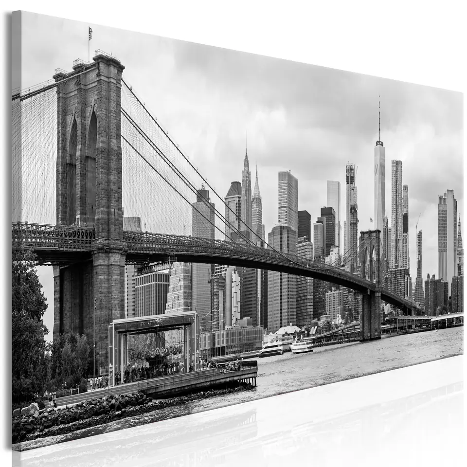 ⁨Picture - Road to Manhattan (1-piece) narrow black and white (size 120x40)⁩ at Wasserman.eu