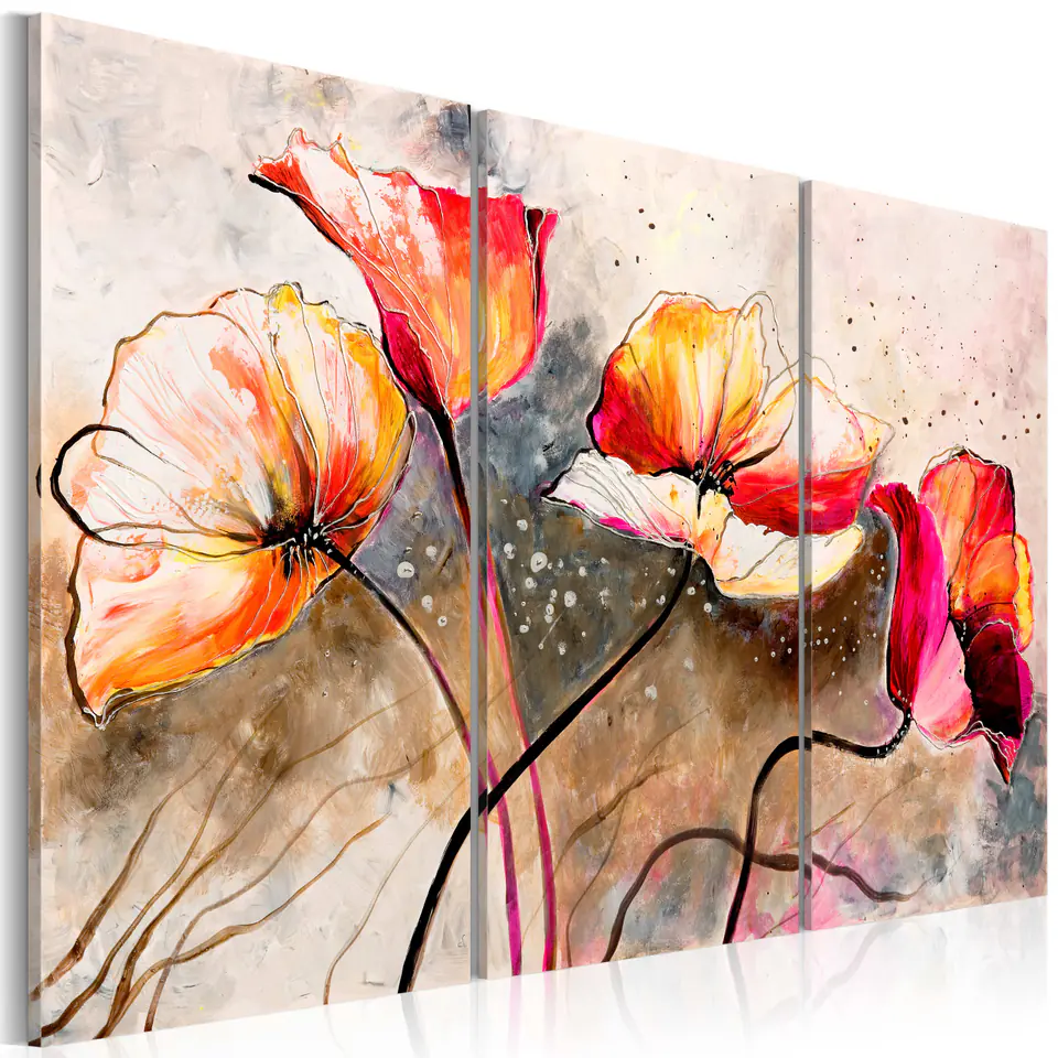 ⁨Obraz - Maki smagane wiatrem (rozmiar 60x40, wykończenie Standard)⁩ w sklepie Wasserman.eu