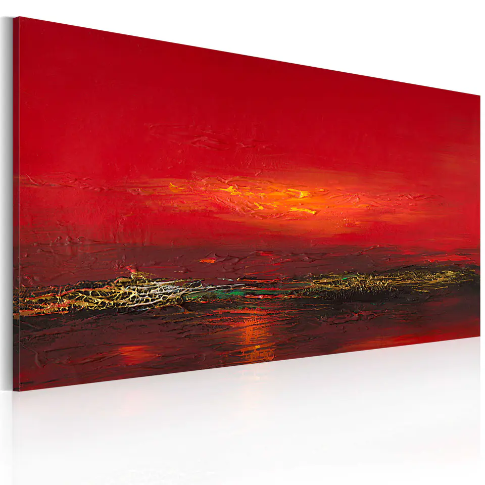 ⁨Painted painting - Red sunset over the sea (size 120x60)⁩ at Wasserman.eu