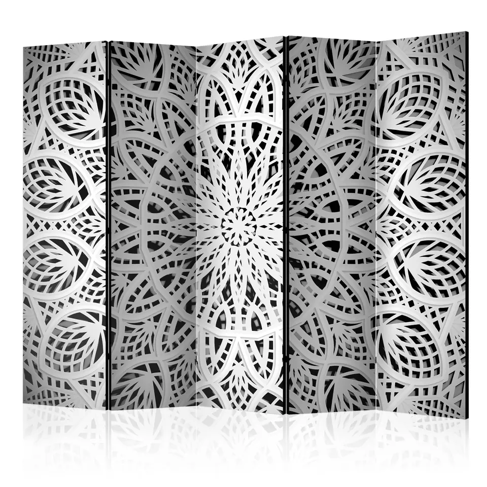 ⁨5-piece screen - White Mandala II [Room Dividers] (size 225x172)⁩ at Wasserman.eu