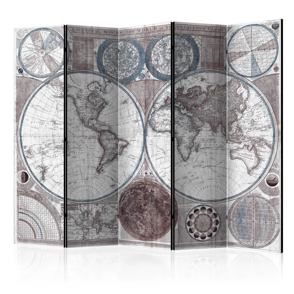 ⁨5-piece screen - Terraqueous Globe [Room Dividers] (size 225x172)⁩ at Wasserman.eu