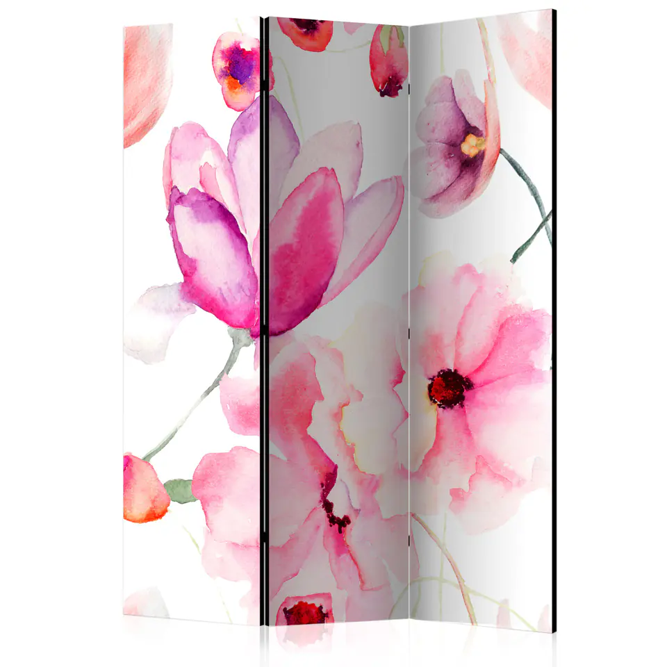 ⁨Screen 3-piece - Pink flowers [Room Dividers] (size 135x172)⁩ at Wasserman.eu