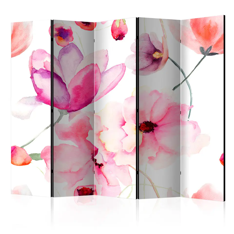 ⁨5-piece screen - Pink flowers II [Room Dividers] (size 225x172)⁩ at Wasserman.eu