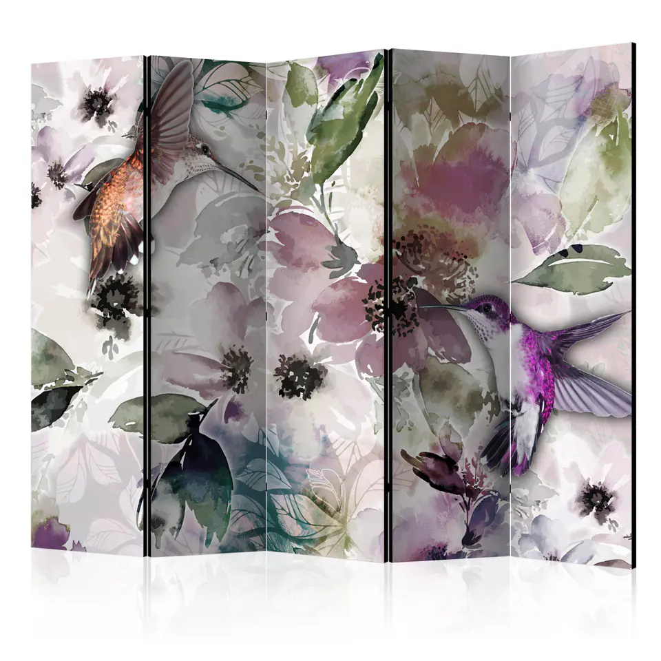 ⁨5-piece screen - Nature in watercolor II [Room Dividers] (size 225x172)⁩ at Wasserman.eu