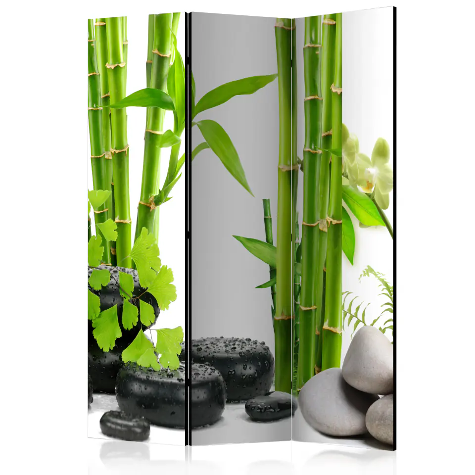 ⁨3-piece screen - Bamboos and stones [Room Dividers] (size 135x172)⁩ at Wasserman.eu