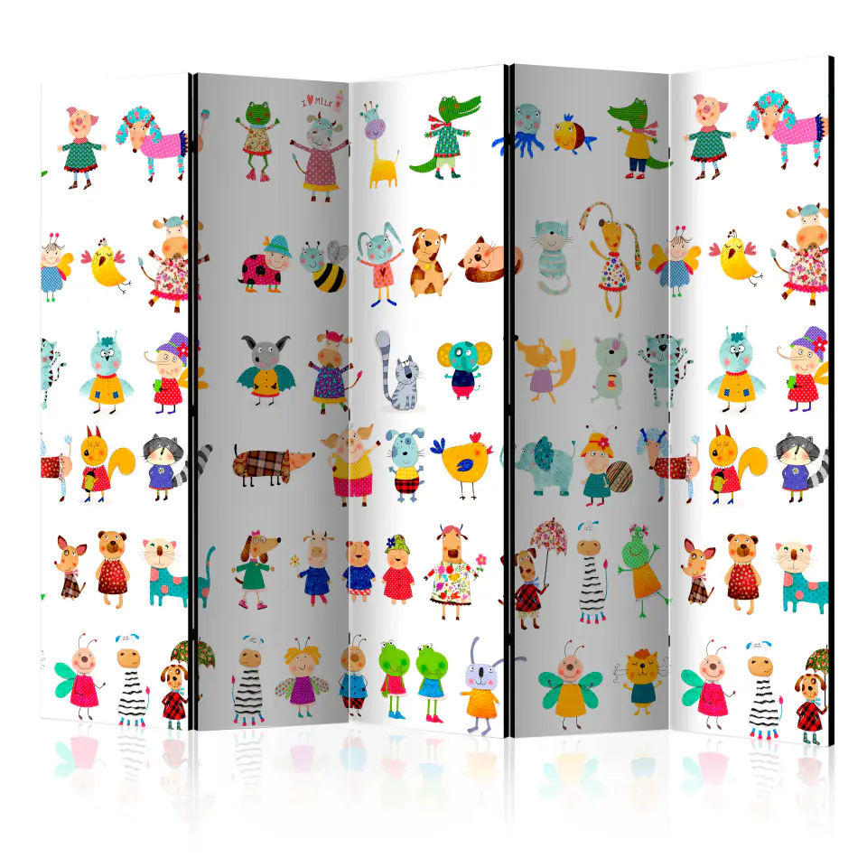 ⁨Parawan - Zwierzątka z kreskówek II [Room Dividers] (rozmiar 225x172, wykończenie Jednostronny)⁩ w sklepie Wasserman.eu