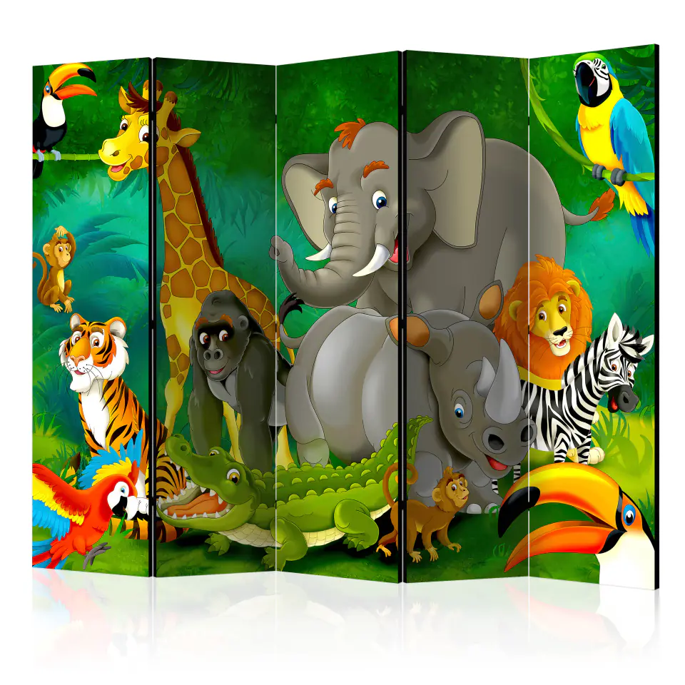 ⁨5-piece screen - Colorful safari II [Room Dividers] (size 225x172)⁩ at Wasserman.eu