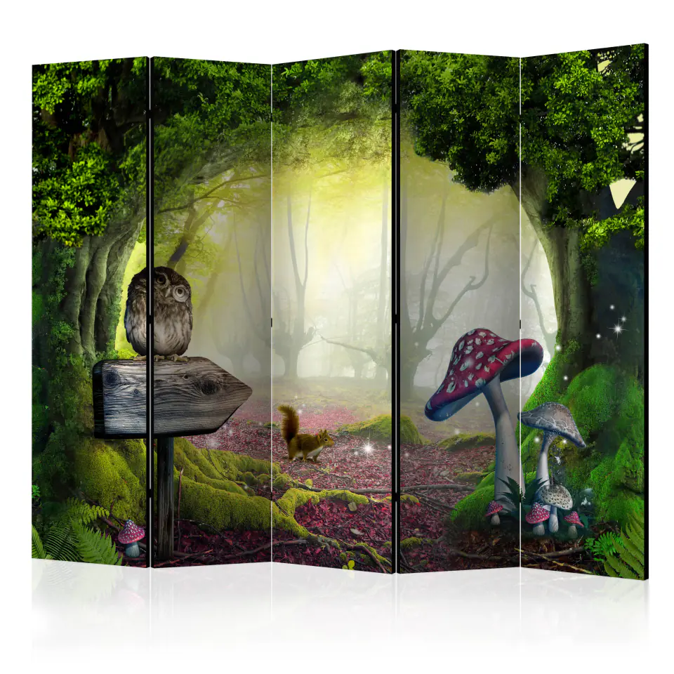 ⁨5-piece screen - Owl corner II [Room Dividers] (size 225x172)⁩ at Wasserman.eu