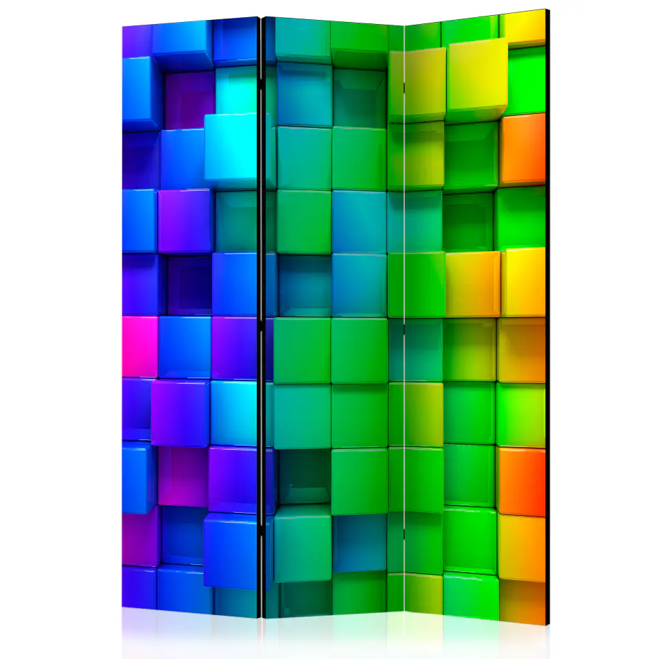 ⁨3-piece screen - Colored cubes [Room Dividers] (size 135x172)⁩ at Wasserman.eu