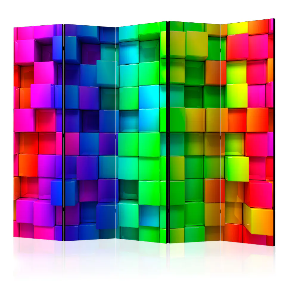 ⁨5-piece screen - Colored cubes II [Room Dividers] (size 225x172)⁩ at Wasserman.eu
