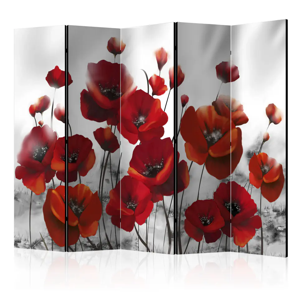 ⁨5-piece screen - Poppies in the moonlight II [Room Dividers] (size 225x172)⁩ at Wasserman.eu