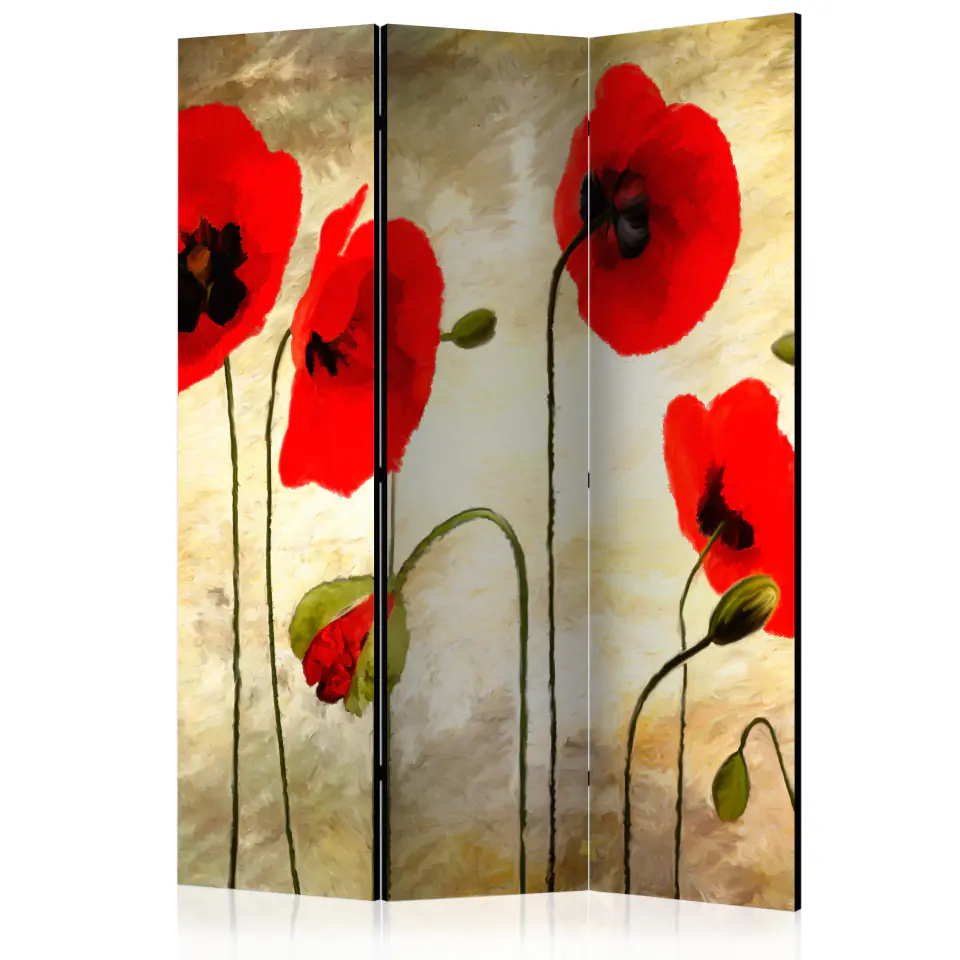 ⁨3-piece screen - Golden field of poppies [Room Dividers] (size 135x172)⁩ at Wasserman.eu