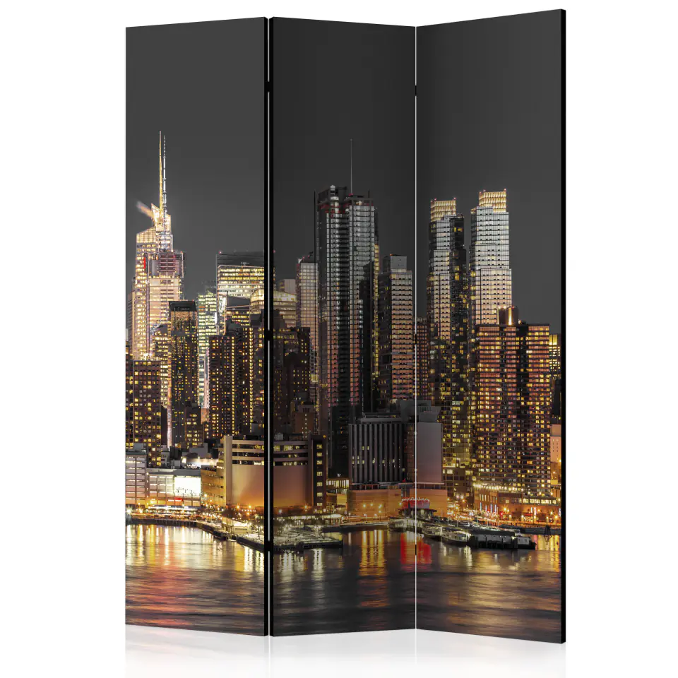 ⁨3-piece screen - New York at dusk [Room Dividers] (size 135x172)⁩ at Wasserman.eu
