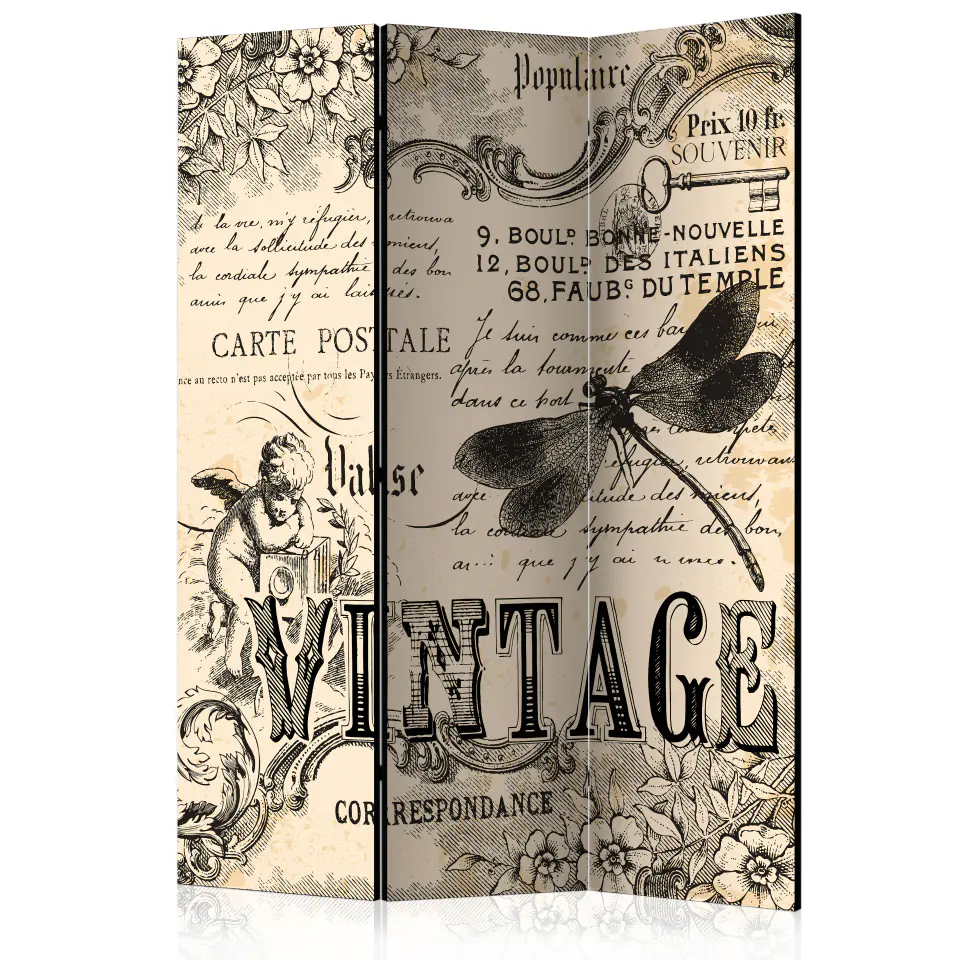 ⁨Parawan - Vintage Correspondence [Room Dividers] (rozmiar 135x172, wykończenie Dwustronny)⁩ w sklepie Wasserman.eu