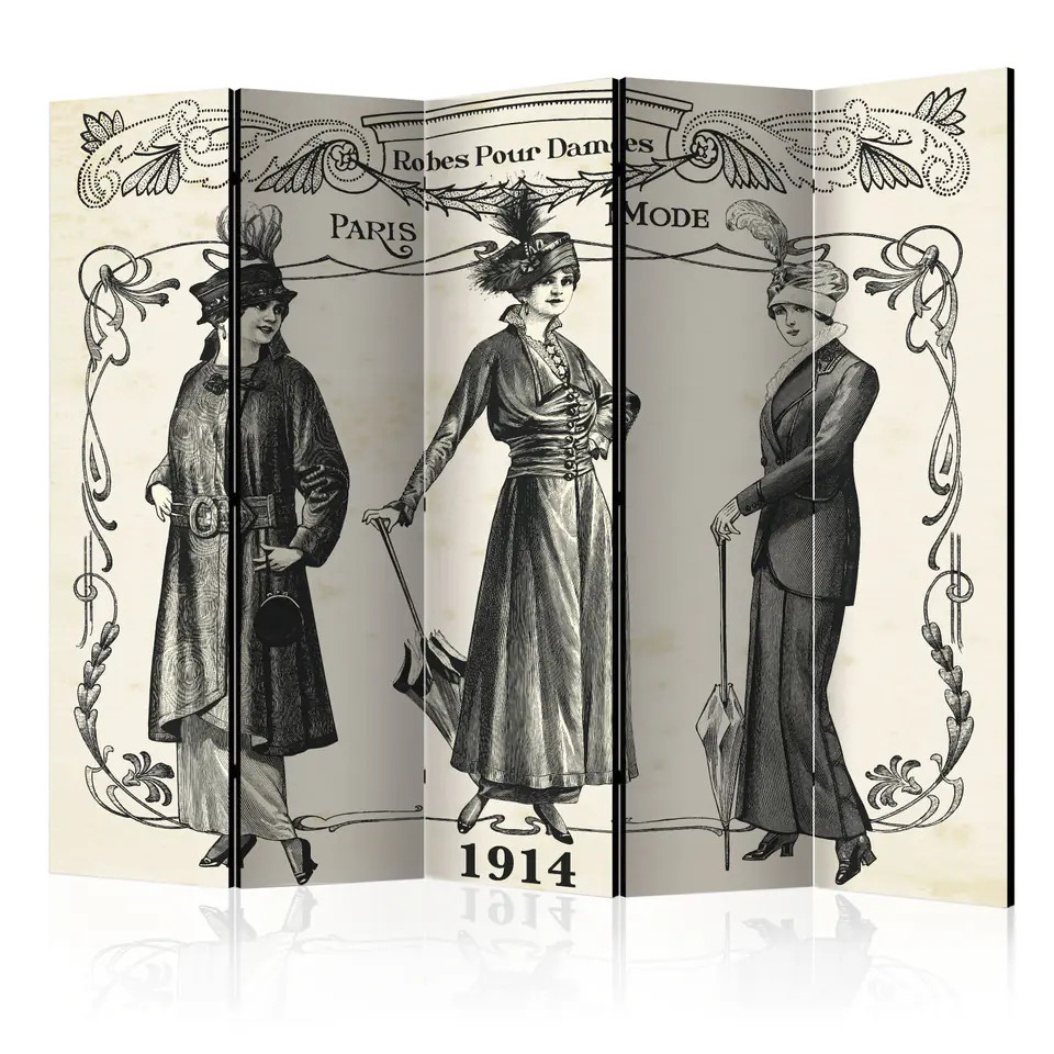 ⁨Screen 5-piece - Dress 1914 II [Room Dividers] (size 225x172)⁩ at Wasserman.eu