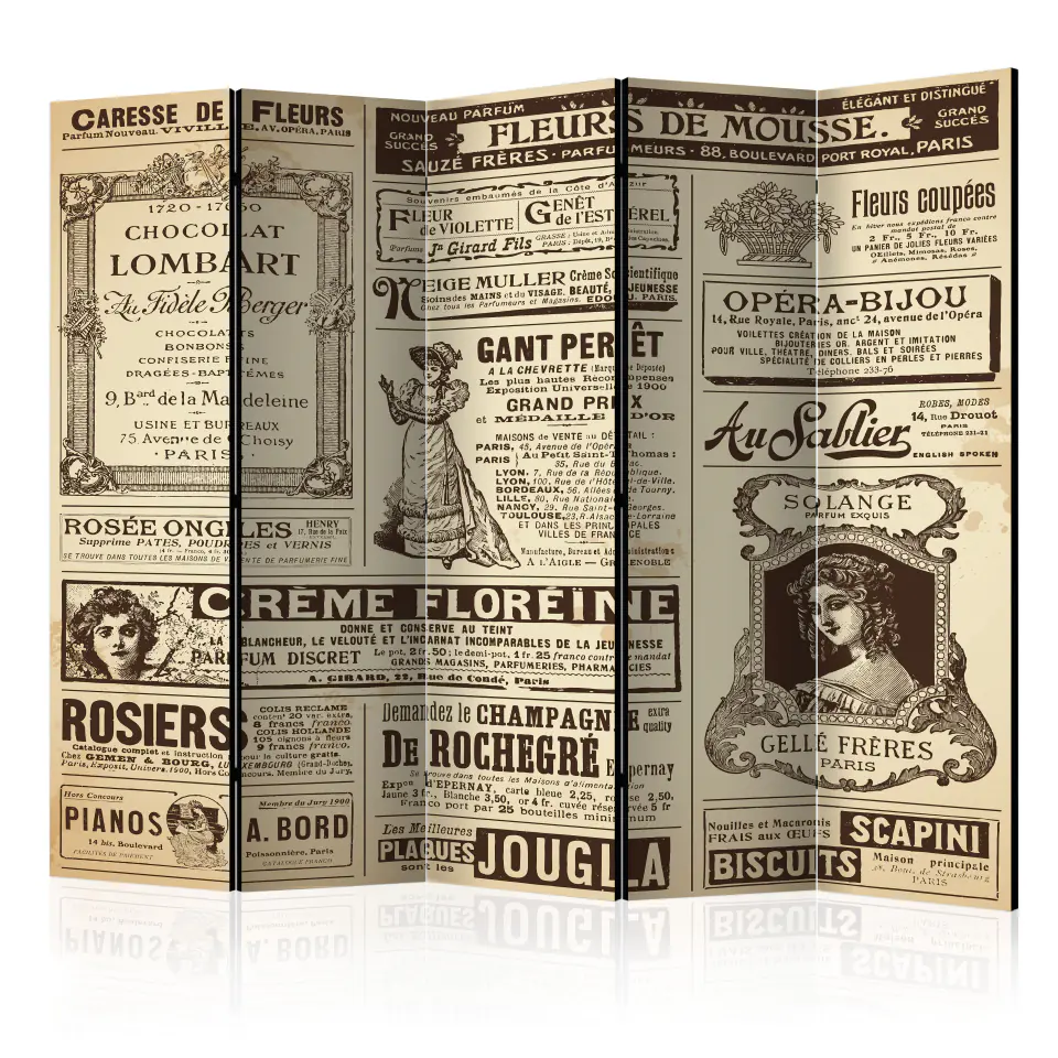 ⁨5-piece screen - Vintage Magazines II [Room Dividers] (size 225x172)⁩ at Wasserman.eu