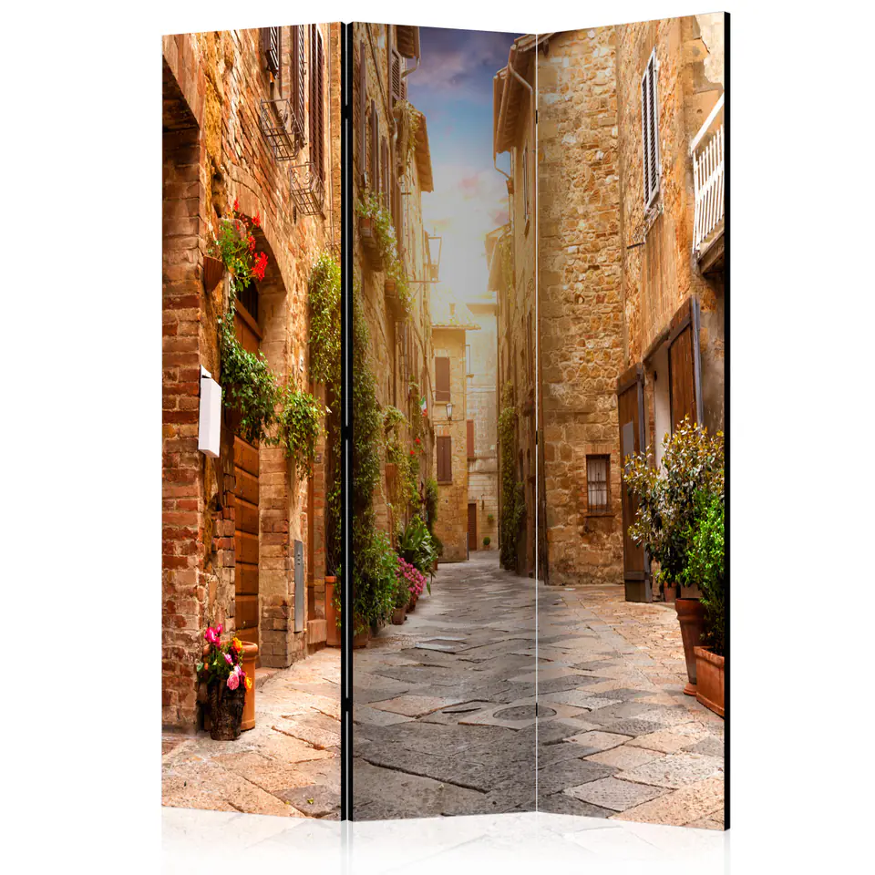 ⁨3-piece screen - Colorful street in Tuscany [Room Dividers] (size 135x172)⁩ at Wasserman.eu