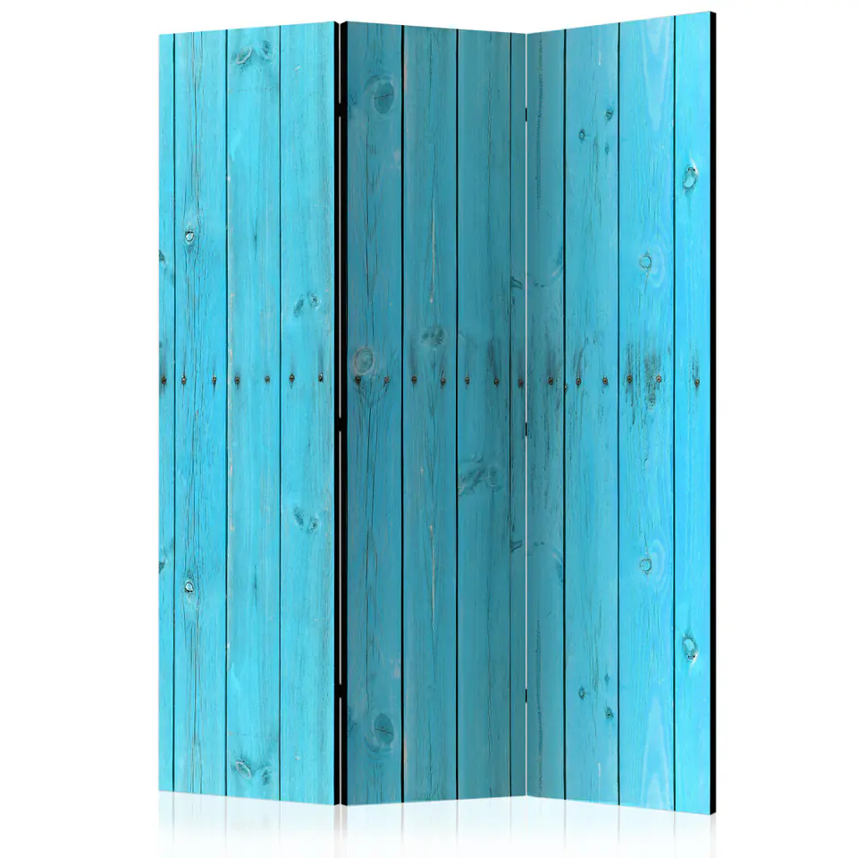 ⁨Screen 3-piece - Blue planks [Room Dividers] (size 135x172)⁩ at Wasserman.eu