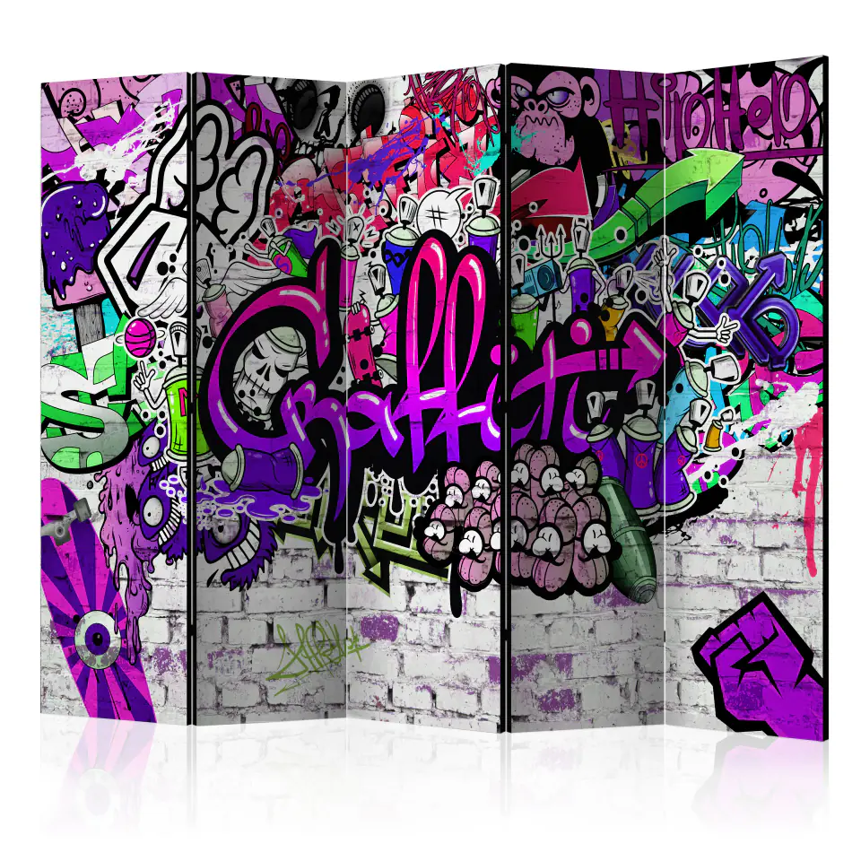 ⁨5-piece screen - Folet graffiti [Room Dividers] (size 225x172)⁩ at Wasserman.eu