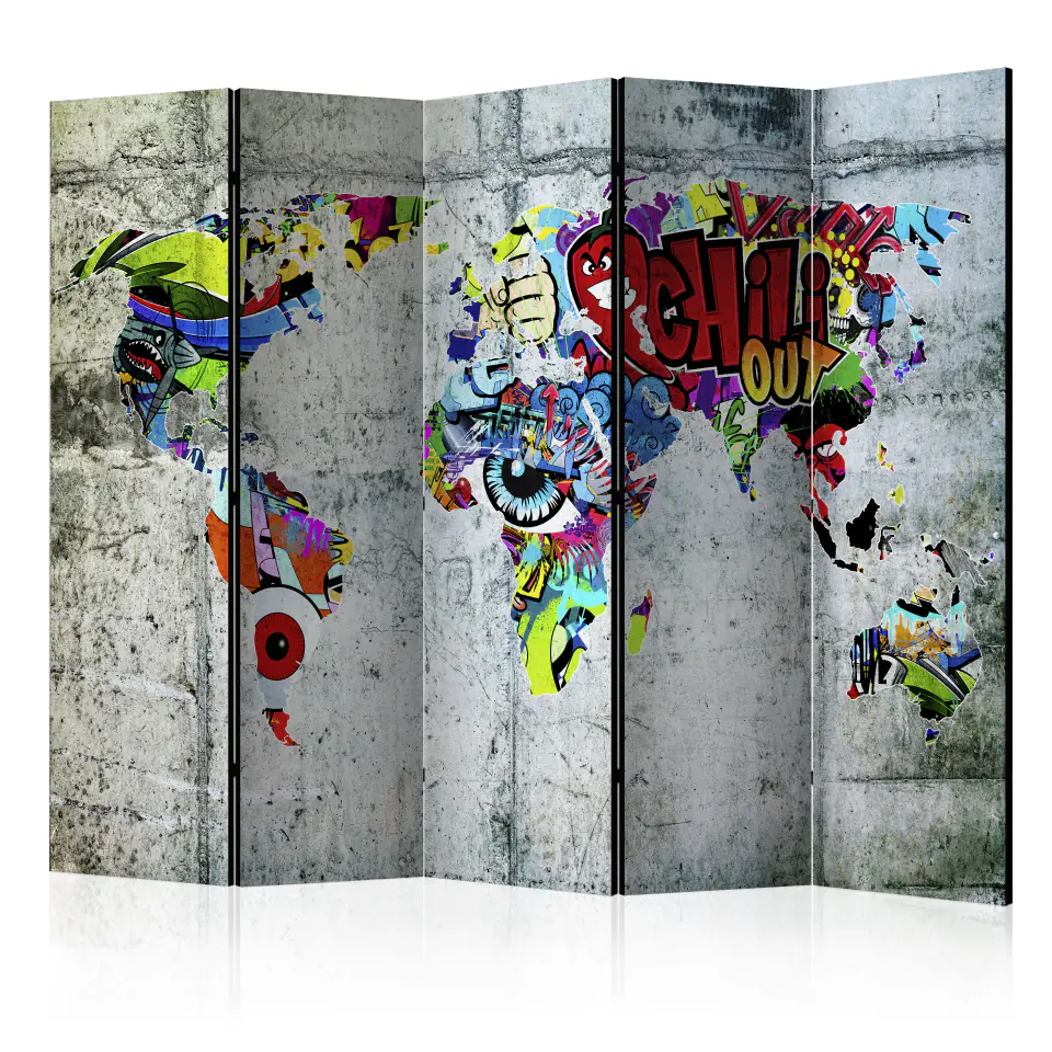 ⁨5-piece screen - The world of graffiti [Room Dividers] (size 225x172)⁩ at Wasserman.eu