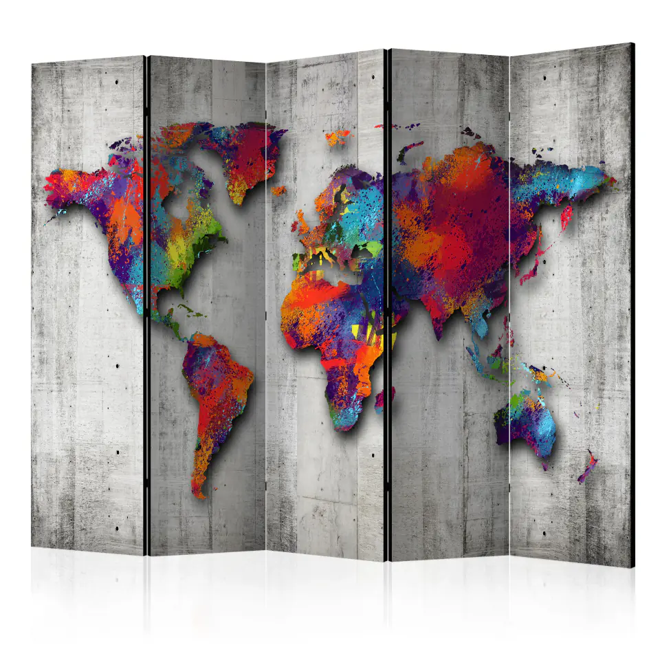 ⁨5-piece screen - Concrete world [Room Dividers] (size 225x172)⁩ at Wasserman.eu