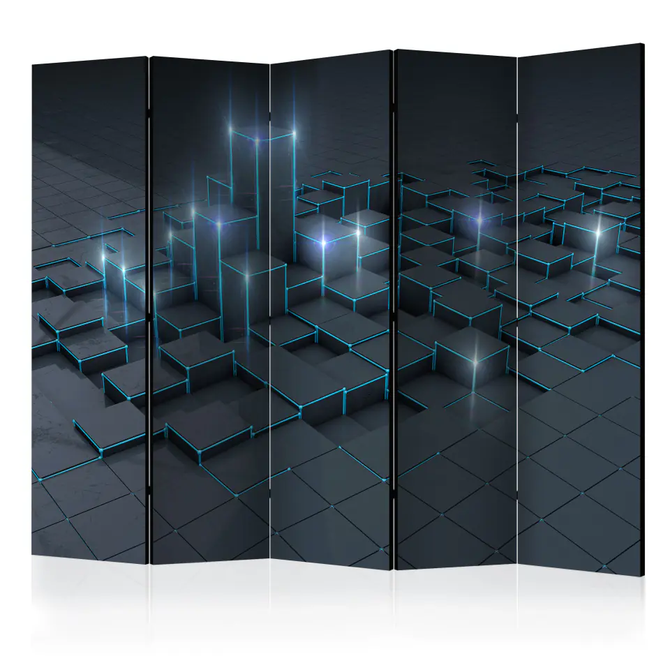 ⁨5-piece screen - Black City II [Room Dividers] (size 225x172)⁩ at Wasserman.eu