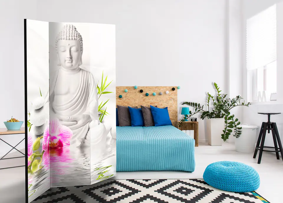⁨Parawan - Budda i orchidee (rozmiar 135x172, wykończenie Dwustronny)⁩ w sklepie Wasserman.eu