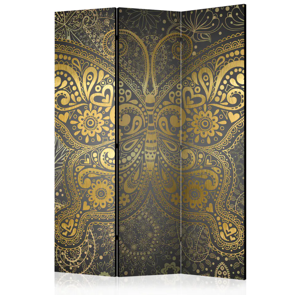 ⁨3-piece screen - Golden butterfly [Room Dividers] (size 135x172)⁩ at Wasserman.eu