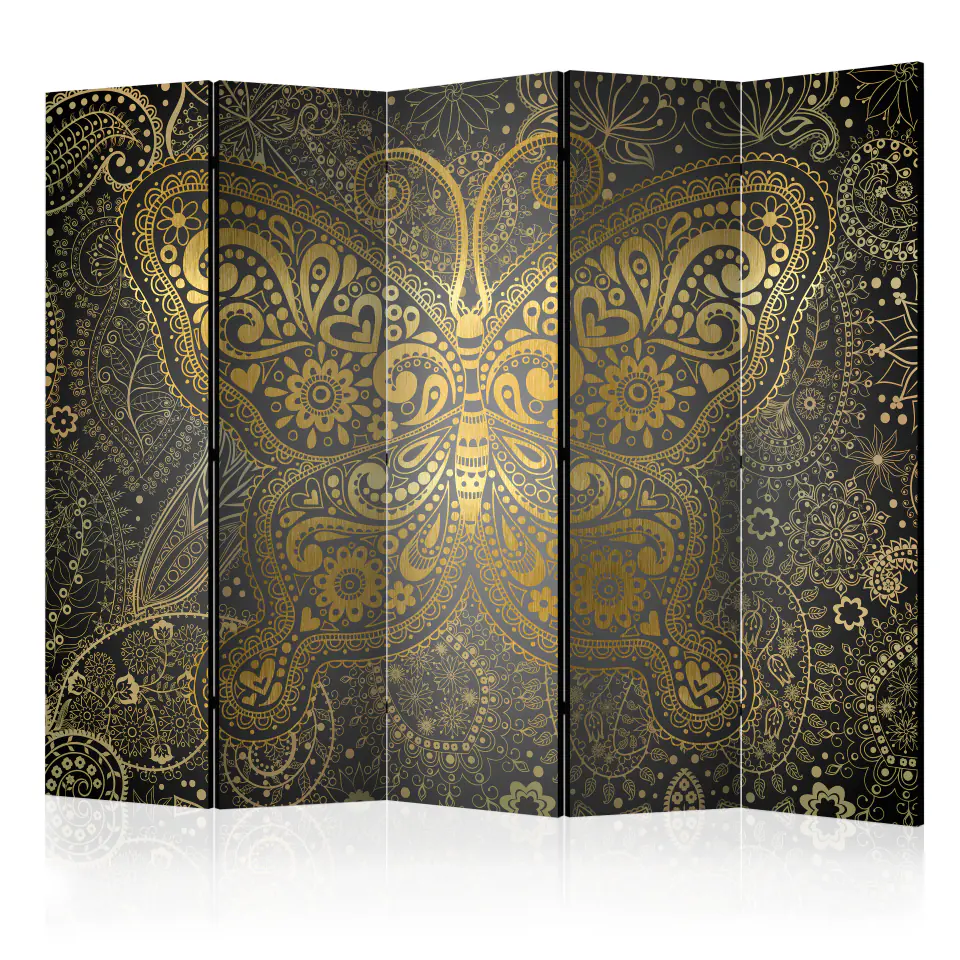 ⁨5-piece screen - Golden butterfly II [Room Dividers] (size 225x172)⁩ at Wasserman.eu