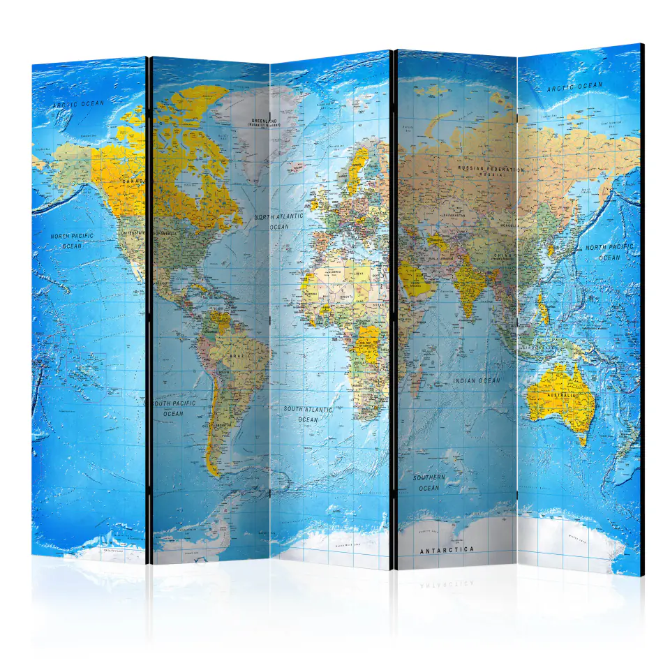 ⁨Parawan - Klasyczna mapa świata [Room Dividers] (rozmiar 225x172, wykończenie Dwustronny)⁩ w sklepie Wasserman.eu