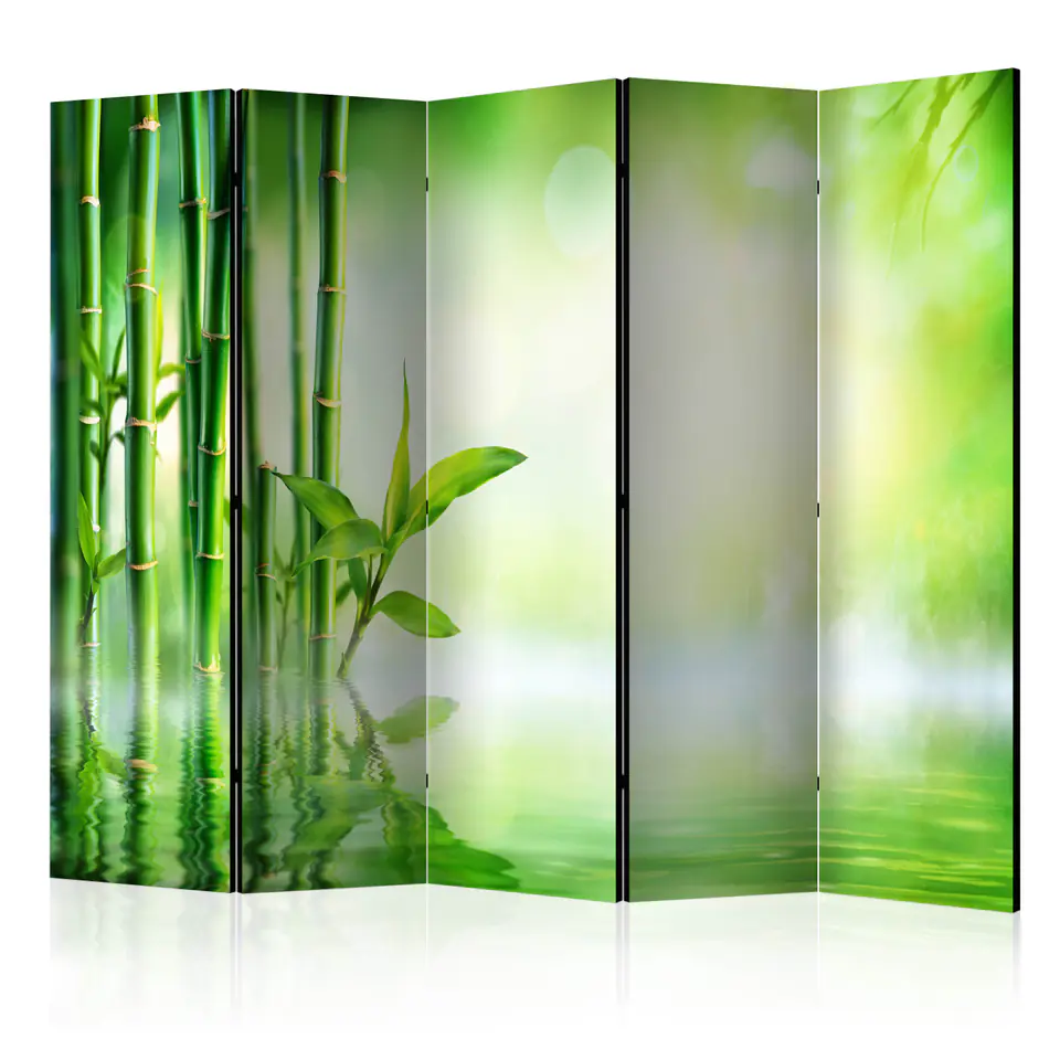 ⁨5-piece screen - Green bamboo II [Room Dividers] (size 225x172)⁩ at Wasserman.eu