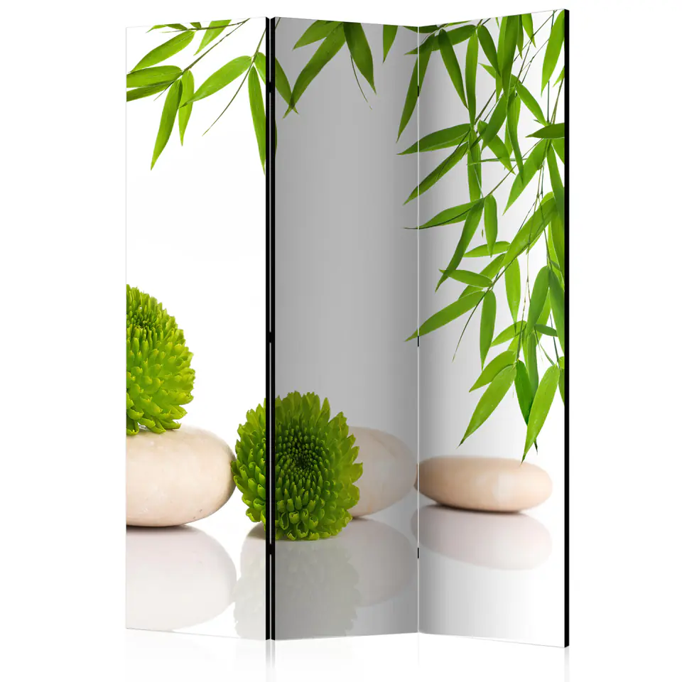 ⁨Screen 3-piece - Green relaxation [Room Dividers] (size 135x172)⁩ at Wasserman.eu